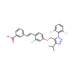 CC(C)c1nnn(-c2c(Cl)cccc2Cl)c1COc1ccc(/C=C/c2cccc(C(=O)O)c2)c(Cl)c1 ZINC000113968279