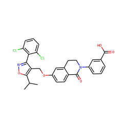 CC(C)c1onc(-c2c(Cl)cccc2Cl)c1COc1ccc2c(c1)CCN(c1cccc(C(=O)O)c1)C2=O ZINC000043120618