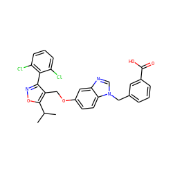 CC(C)c1onc(-c2c(Cl)cccc2Cl)c1COc1ccc2c(c1)ncn2Cc1cccc(C(=O)O)c1 ZINC000043009792