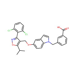CC(C)c1onc(-c2c(Cl)cccc2Cl)c1COc1ccc2c(ccn2Cc2cccc(C(=O)O)c2)c1 ZINC000039289726