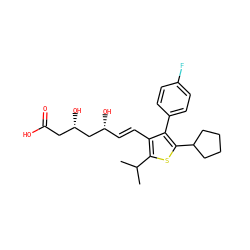 CC(C)c1sc(C2CCCC2)c(-c2ccc(F)cc2)c1/C=C/[C@@H](O)C[C@@H](O)CC(=O)O ZINC000027632302