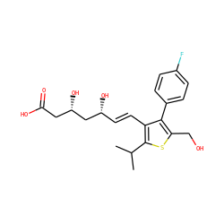 CC(C)c1sc(CO)c(-c2ccc(F)cc2)c1/C=C/[C@@H](O)C[C@@H](O)CC(=O)O ZINC000027632801