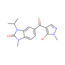 CC(C)n1c(=O)n(C)c2ccc(C(=O)c3cnn(C)c3O)cc21 ZINC000299871567