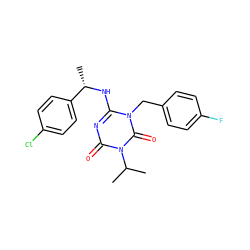 CC(C)n1c(=O)nc(N[C@@H](C)c2ccc(Cl)cc2)n(Cc2ccc(F)cc2)c1=O ZINC000200527646
