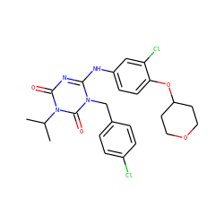 CC(C)n1c(=O)nc(Nc2ccc(OC3CCOCC3)c(Cl)c2)n(Cc2ccc(Cl)cc2)c1=O ZINC000200508866