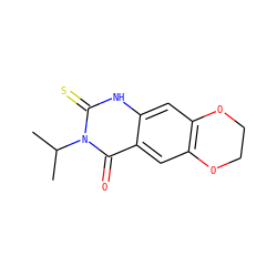 CC(C)n1c(=S)[nH]c2cc3c(cc2c1=O)OCCO3 ZINC000146031186