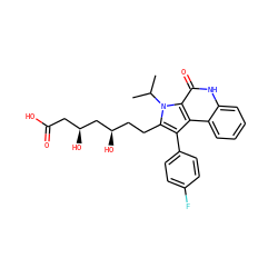 CC(C)n1c(CC[C@@H](O)C[C@@H](O)CC(=O)O)c(-c2ccc(F)cc2)c2c3ccccc3[nH]c(=O)c21 ZINC000028707182