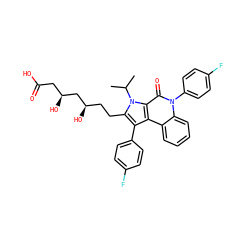 CC(C)n1c(CC[C@@H](O)C[C@@H](O)CC(=O)O)c(-c2ccc(F)cc2)c2c3ccccc3n(-c3ccc(F)cc3)c(=O)c21 ZINC000028707165