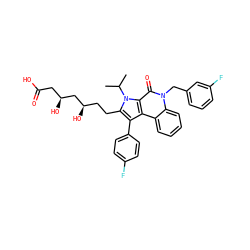 CC(C)n1c(CC[C@@H](O)C[C@@H](O)CC(=O)O)c(-c2ccc(F)cc2)c2c3ccccc3n(Cc3cccc(F)c3)c(=O)c21 ZINC000028707176