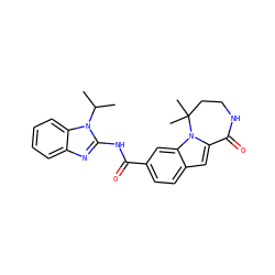 CC(C)n1c(NC(=O)c2ccc3cc4n(c3c2)C(C)(C)CCNC4=O)nc2ccccc21 ZINC000219415159