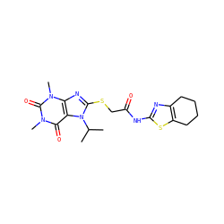 CC(C)n1c(SCC(=O)Nc2nc3c(s2)CCCC3)nc2c1c(=O)n(C)c(=O)n2C ZINC000006015197
