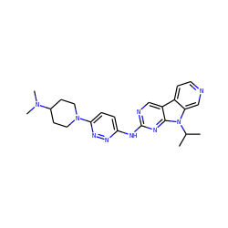 CC(C)n1c2cnccc2c2cnc(Nc3ccc(N4CCC(N(C)C)CC4)nn3)nc21 ZINC000117685051