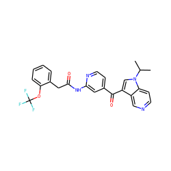 CC(C)n1cc(C(=O)c2ccnc(NC(=O)Cc3ccccc3OC(F)(F)F)c2)c2cnccc21 ZINC001772645927