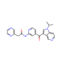 CC(C)n1cc(C(=O)c2ccnc(NC(=O)Cc3cnccn3)c2)c2cnccc21 ZINC001772639193