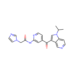 CC(C)n1cc(C(=O)c2ccnc(NC(=O)Cn3ccnc3)c2)c2cnccc21 ZINC001772625966
