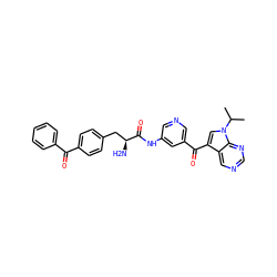 CC(C)n1cc(C(=O)c2cncc(NC(=O)[C@@H](N)Cc3ccc(C(=O)c4ccccc4)cc3)c2)c2cncnc21 ZINC000169707841