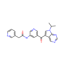 CC(C)n1cc(C(=O)c2cncc(NC(=O)Cc3cccnc3)c2)c2cncnc21 ZINC000169707682
