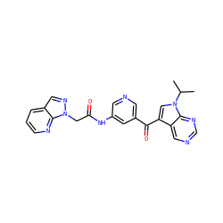 CC(C)n1cc(C(=O)c2cncc(NC(=O)Cn3ncc4cccnc43)c2)c2cncnc21 ZINC000169707670