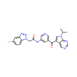 CC(C)n1cc(C(=O)c2cncc(NC(=O)Cn3nnc4cc(Cl)ccc43)c2)c2cncnc21 ZINC000169707683