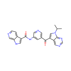 CC(C)n1cc(C(=O)c2cncc(NC(=O)c3c[nH]c4cnccc34)c2)c2cncnc21 ZINC000221757406