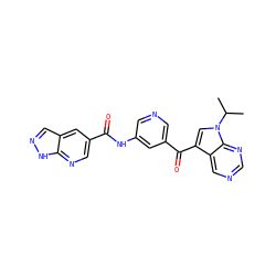CC(C)n1cc(C(=O)c2cncc(NC(=O)c3cnc4[nH]ncc4c3)c2)c2cncnc21 ZINC000221758363