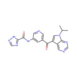 CC(C)n1cc(C(=O)c2cncc(NC(=O)c3ncn[nH]3)c2)c2cncnc21 ZINC000221757496