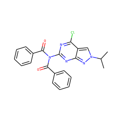 CC(C)n1cc2c(Cl)nc(N(C(=O)c3ccccc3)C(=O)c3ccccc3)nc2n1 ZINC000103263556