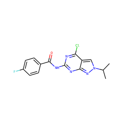 CC(C)n1cc2c(Cl)nc(NC(=O)c3ccc(F)cc3)nc2n1 ZINC000103263530