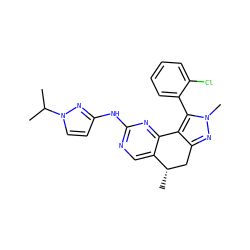 CC(C)n1ccc(Nc2ncc3c(n2)-c2c(nn(C)c2-c2ccccc2Cl)C[C@@H]3C)n1 ZINC000169702157