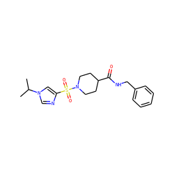 CC(C)n1cnc(S(=O)(=O)N2CCC(C(=O)NCc3ccccc3)CC2)c1 ZINC000064957726
