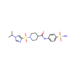 CC(C)n1cnc(S(=O)(=O)N2CCC(C(=O)Nc3ccc(S(N)(=O)=O)cc3)CC2)c1 ZINC000035505765