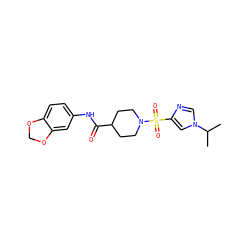CC(C)n1cnc(S(=O)(=O)N2CCC(C(=O)Nc3ccc4c(c3)OCO4)CC2)c1 ZINC000035505774
