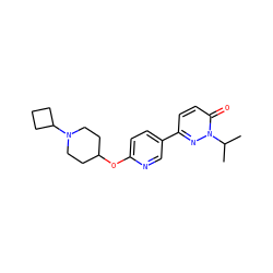 CC(C)n1nc(-c2ccc(OC3CCN(C4CCC4)CC3)nc2)ccc1=O ZINC000082151250