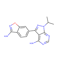 CC(C)n1nc(-c2ccc3c(N)noc3c2)c2c(N)ncnc21 ZINC000142642764