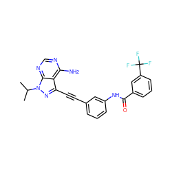 CC(C)n1nc(C#Cc2cccc(NC(=O)c3cccc(C(F)(F)F)c3)c2)c2c(N)ncnc21 ZINC000653751720