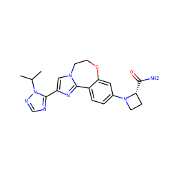 CC(C)n1ncnc1-c1cn2c(n1)-c1ccc(N3CC[C@H]3C(N)=O)cc1OCC2 ZINC000144054117