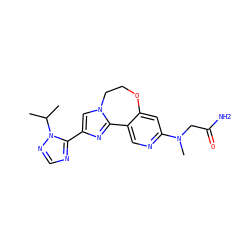 CC(C)n1ncnc1-c1cn2c(n1)-c1cnc(N(C)CC(N)=O)cc1OCC2 ZINC000116315792