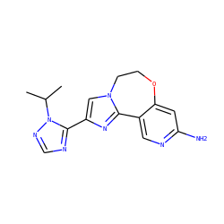 CC(C)n1ncnc1-c1cn2c(n1)-c1cnc(N)cc1OCC2 ZINC000144039285