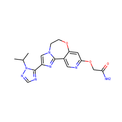 CC(C)n1ncnc1-c1cn2c(n1)-c1cnc(OCC(N)=O)cc1OCC2 ZINC000201500847