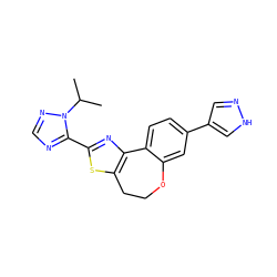 CC(C)n1ncnc1-c1nc2c(s1)CCOc1cc(-c3cn[nH]c3)ccc1-2 ZINC000096269676