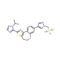 CC(C)n1ncnc1-c1nc2c(s1)CCOc1cc(-c3cnn(CS(C)(=O)=O)c3)ccc1-2 ZINC000096269649