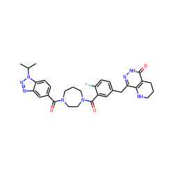 CC(C)n1nnc2cc(C(=O)N3CCCN(C(=O)c4cc(Cc5n[nH]c(=O)c6c5NCCC6)ccc4F)CC3)ccc21 ZINC000140532653