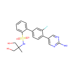 CC(CO)(CO)NS(=O)(=O)c1ccccc1-c1ccc(-c2cnc(N)nc2)c(F)c1 ZINC000224753492