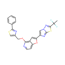 CC(F)(F)c1nn2cc(-c3cc4c(OCc5csc(-c6ccccc6)n5)nccc4o3)nc2s1 ZINC000223015432