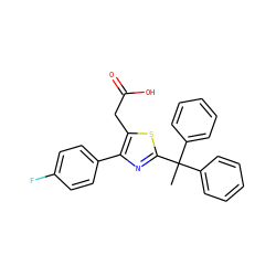 CC(c1ccccc1)(c1ccccc1)c1nc(-c2ccc(F)cc2)c(CC(=O)O)s1 ZINC000049111473