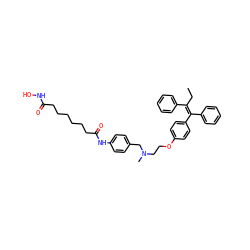 CC/C(=C(\c1ccccc1)c1ccc(OCCN(C)Cc2ccc(NC(=O)CCCCCCC(=O)NO)cc2)cc1)c1ccccc1 ZINC000096927919