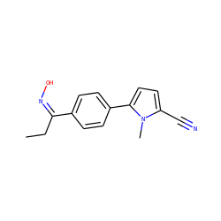 CC/C(=N/O)c1ccc(-c2ccc(C#N)n2C)cc1 ZINC000058593503