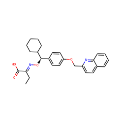 CC/C(=N\O[C@H](c1ccc(OCc2ccc3ccccc3n2)cc1)C1CCCCC1)C(=O)O ZINC000013557719