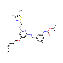 CC/C=C\CCOc1cc(CCc2nc(C)c(CC)s2)nc(NCc2cc(Cl)cc(NC(=O)OC(C)C)c2)c1 ZINC000038155694