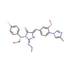 CC/N=C1\N/C(=C\c2ccc(-n3cnc(C)c3)c(OC)c2)C(=O)N1[C@H](CO)c1ccc(F)cc1 ZINC000058584077